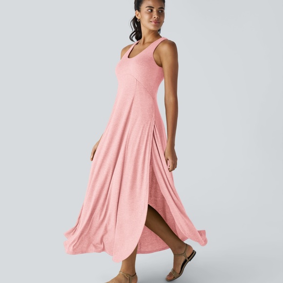 HALARA U Neck Backless Split Flowy Maxi Casual Tank Dress - Picture 1 of 7